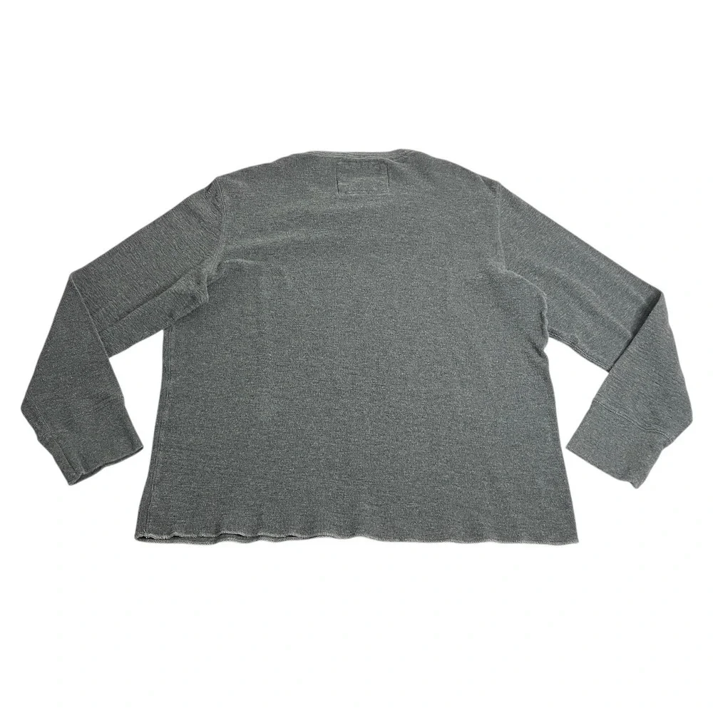 Y2K American Eagle NY Thermal Sweater Mens XXL 2XL‎ Gray Ribbed Grunge Preppy